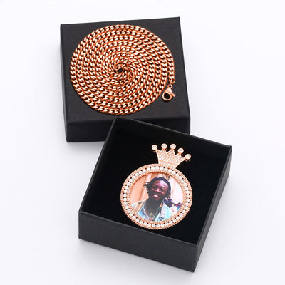 Personalized Photo Medallion Necklace With Crown