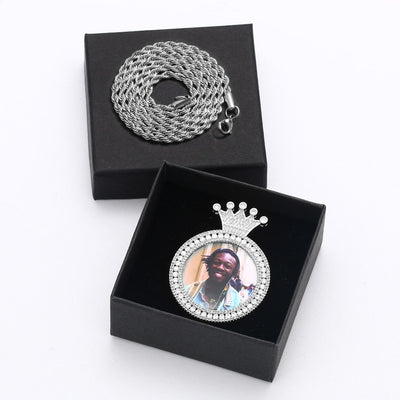 Personalized Photo Medallion Necklace With Crown