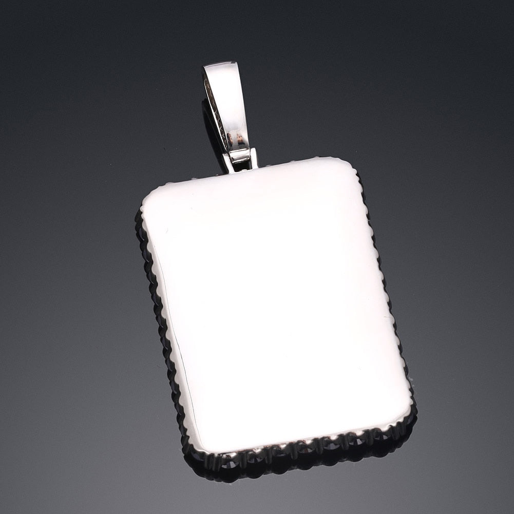 Personalized Purple Stone Rectangle Photo Necklace- Best Gifts For Her