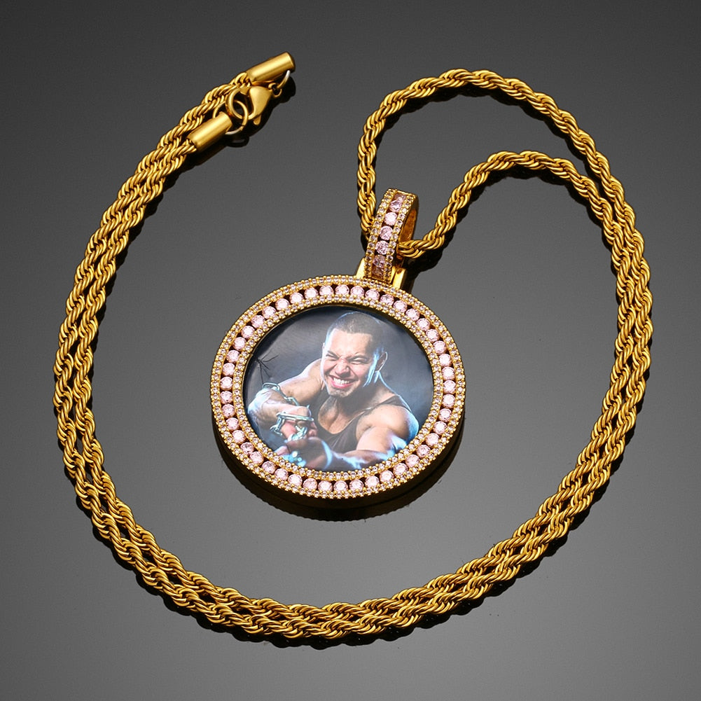 Brand New Solid Pendant Custom Photo Medallion Necklace