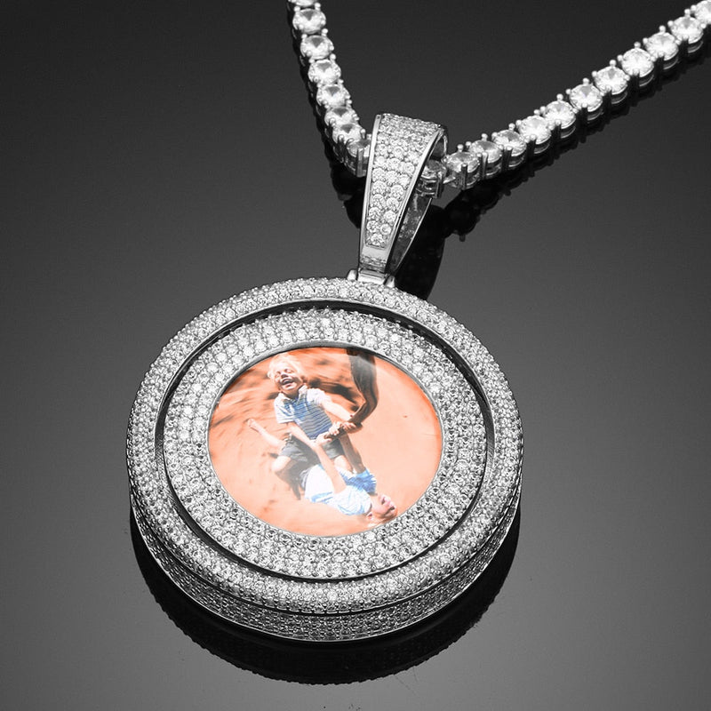 Personalized Necklace With Picture Inside-Rotating Medallion Necklace
