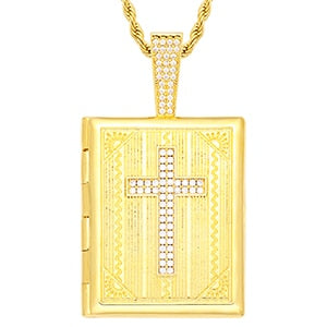 Personalized Photo Medallion Necklace Cross Locket Pendant- Bible Cross Necklace