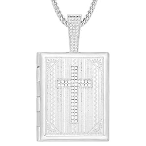 Personalized Photo Medallion Necklace Cross Locket Pendant- Bible Cross Necklace