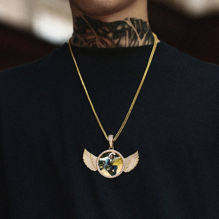 Brand New Wing Photo Medallion Necklace- Personalized Photo Medallion Necklace