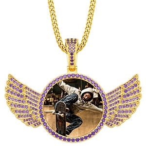 Brand New Wing Photo Medallion Necklace- Personalized Photo Medallion Necklace