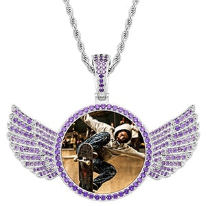 Brand New Wing Photo Medallion Necklace- Personalized Photo Medallion Necklace