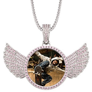 Brand New Wing Photo Medallion Necklace- Personalized Photo Medallion Necklace