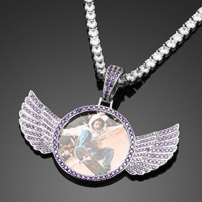 Brand New Wing Photo Medallion Necklace- Personalized Photo Medallion Necklace