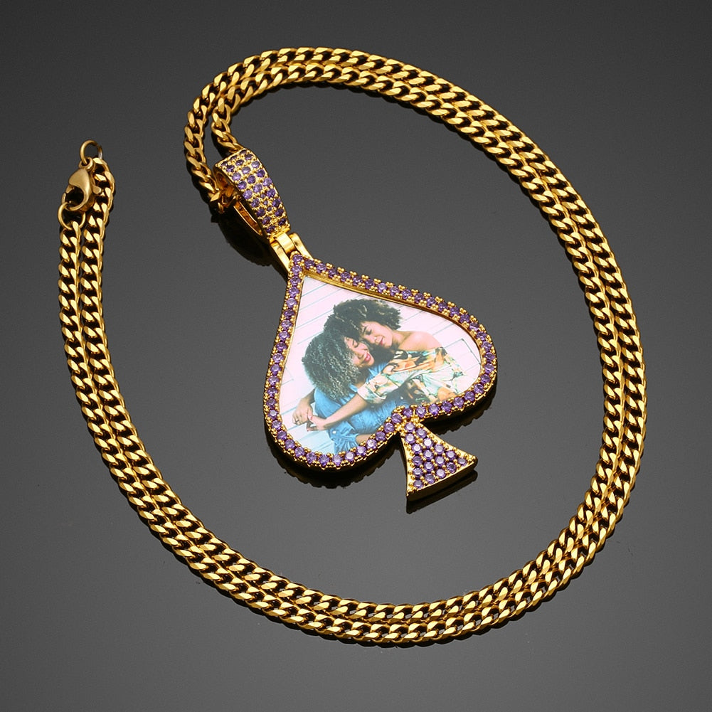 Spade Personalized Photo Memory Medallion necklace
