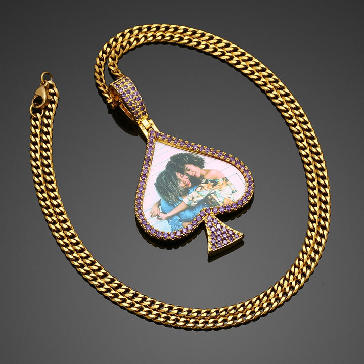Spade Personalized Photo Memory Medallion necklace