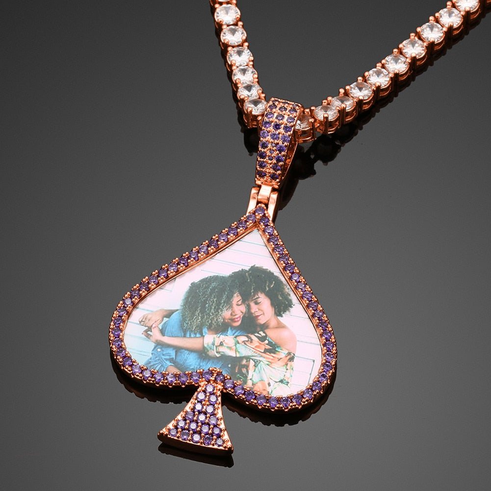 Spade Personalized Photo Memory Medallion necklace