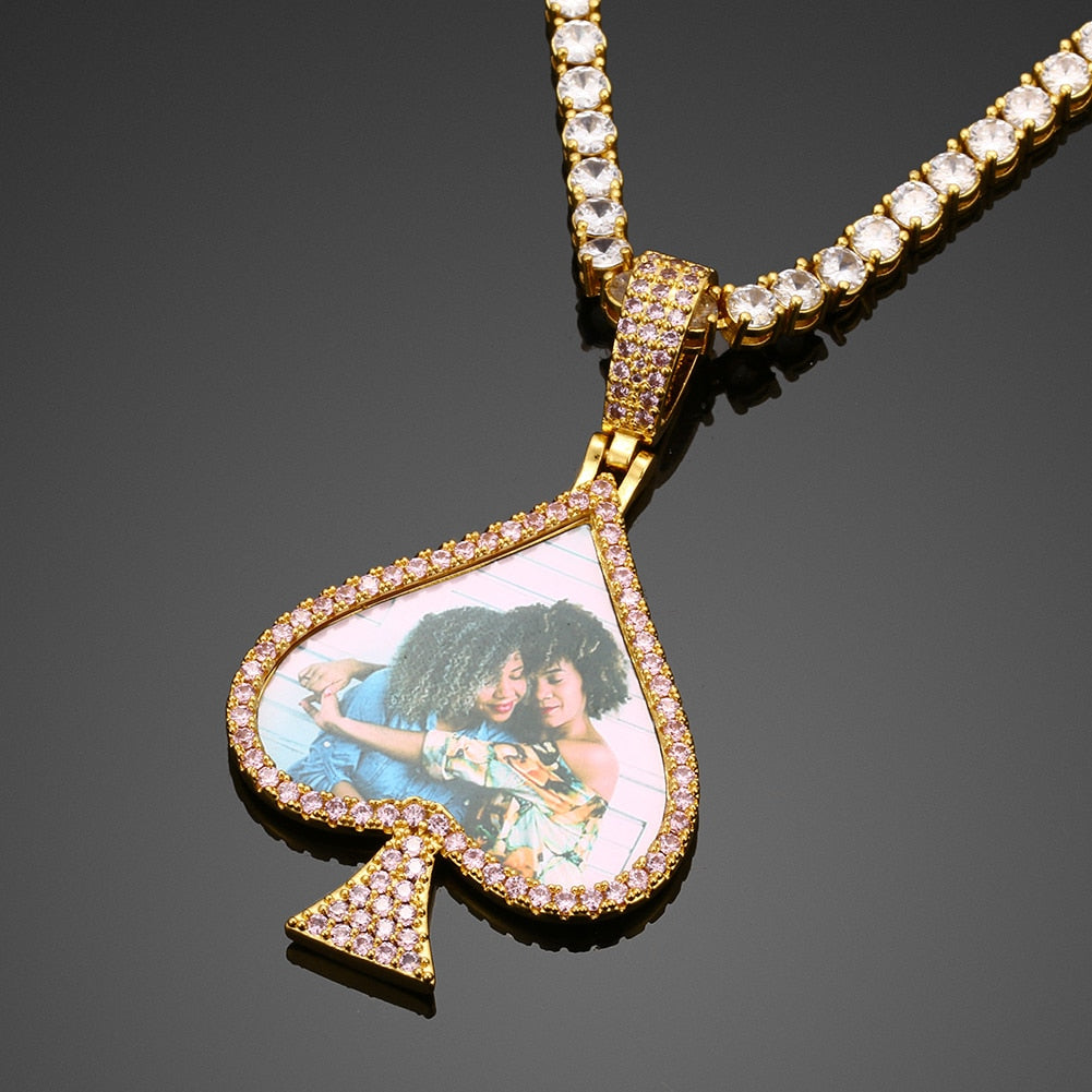 Spade Personalized Photo Memory Medallion necklace