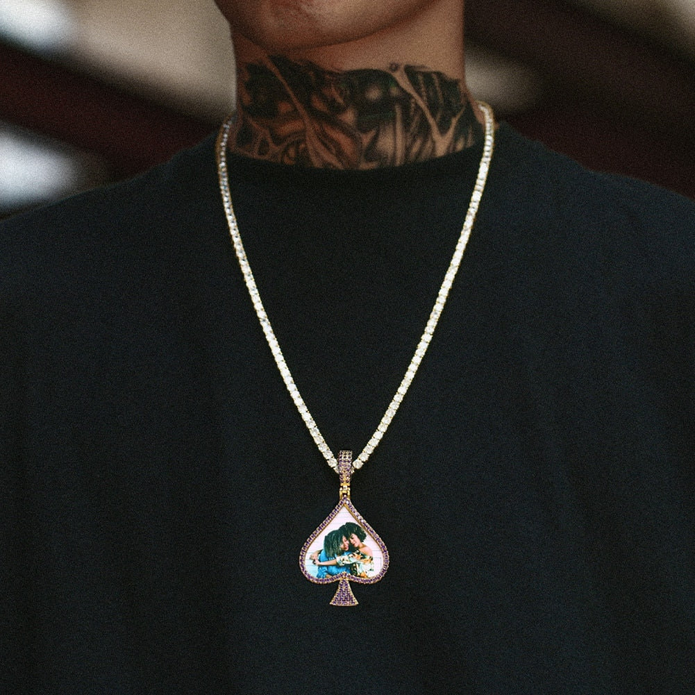 Spade Personalized Photo Memory Medallion necklace