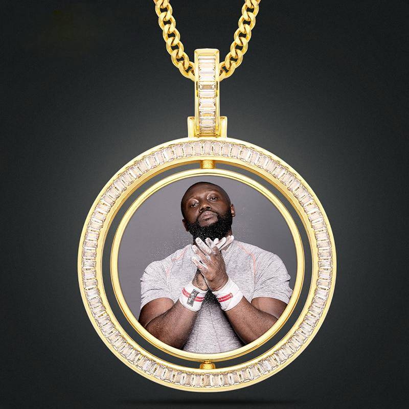 VIP CZ Stone Double Side Picture Necklace- Personalized Necklace With Picture Inside