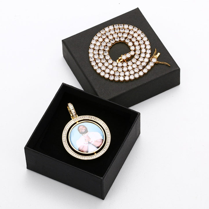 VIP CZ Stone Double Side Picture Necklace- Personalized Necklace With Picture Inside
