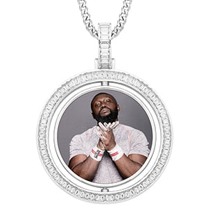 VIP CZ Stone Double Side Picture Necklace- Personalized Necklace With Picture Inside