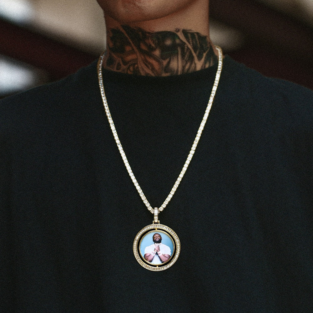VIP CZ Stone Double Side Picture Necklace- Personalized Necklace With Picture Inside