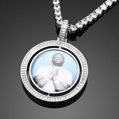 VIP CZ Stone Double Side Picture Necklace- Personalized Necklace With Picture Inside