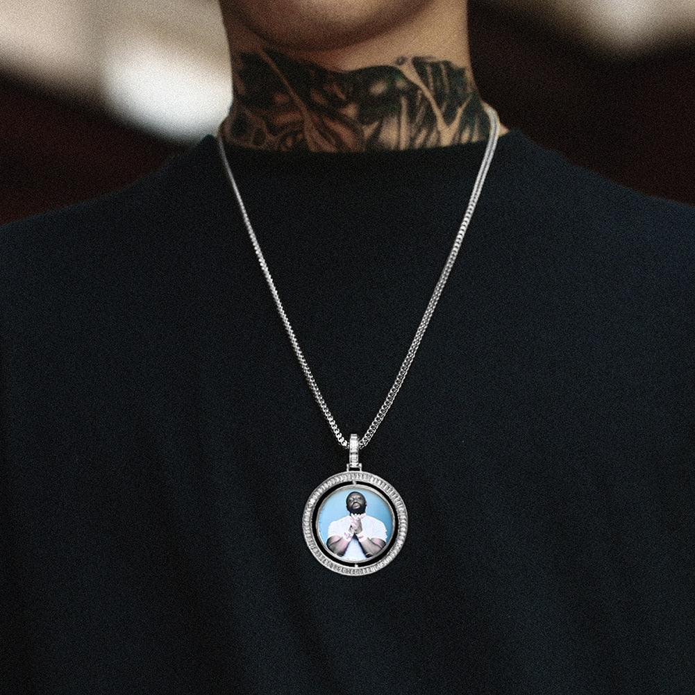 VIP CZ Stone Double Side Picture Necklace- Personalized Necklace With Picture Inside