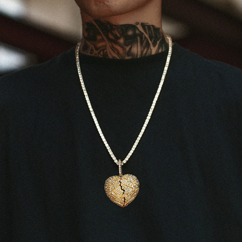Iced Out Personalized Photo Heart Necklace