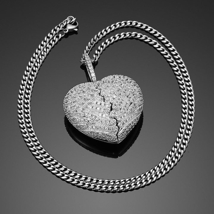 Iced Out Personalized Photo Heart Necklace