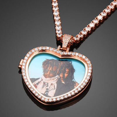 Custom Heart Photo Medallions Necklace Christmas Gifts For Men