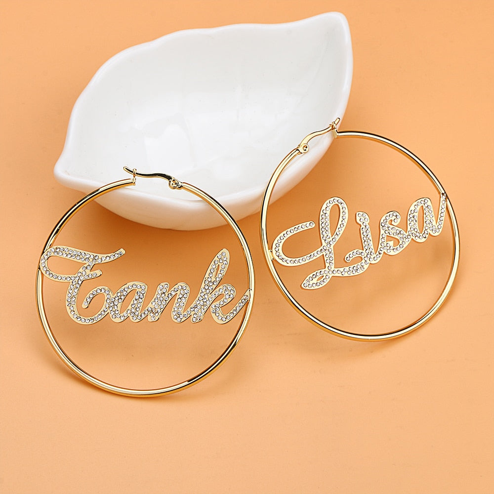 Personalized Name Hoop Earrings- Gifts For Mom-Birthday Gifts For 30-Year-Old Woman