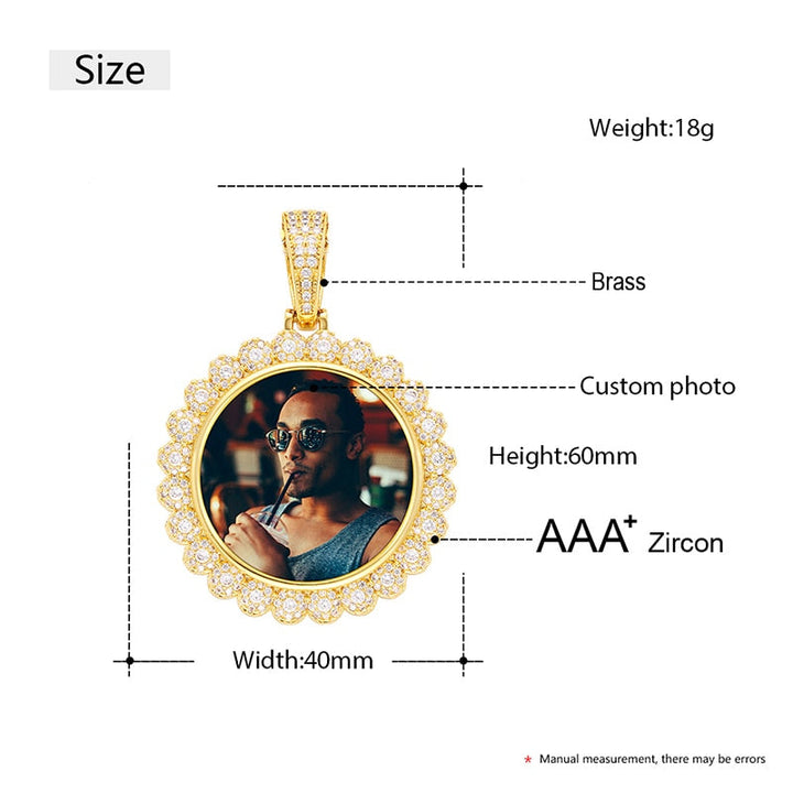 Flower Shape Custom Photo Medallion Necklace For Women