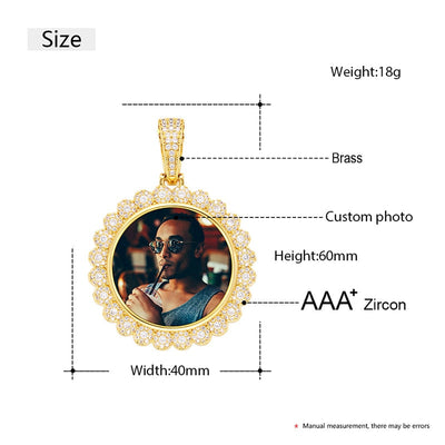Flower Shape Custom Photo Medallion Necklace For Women