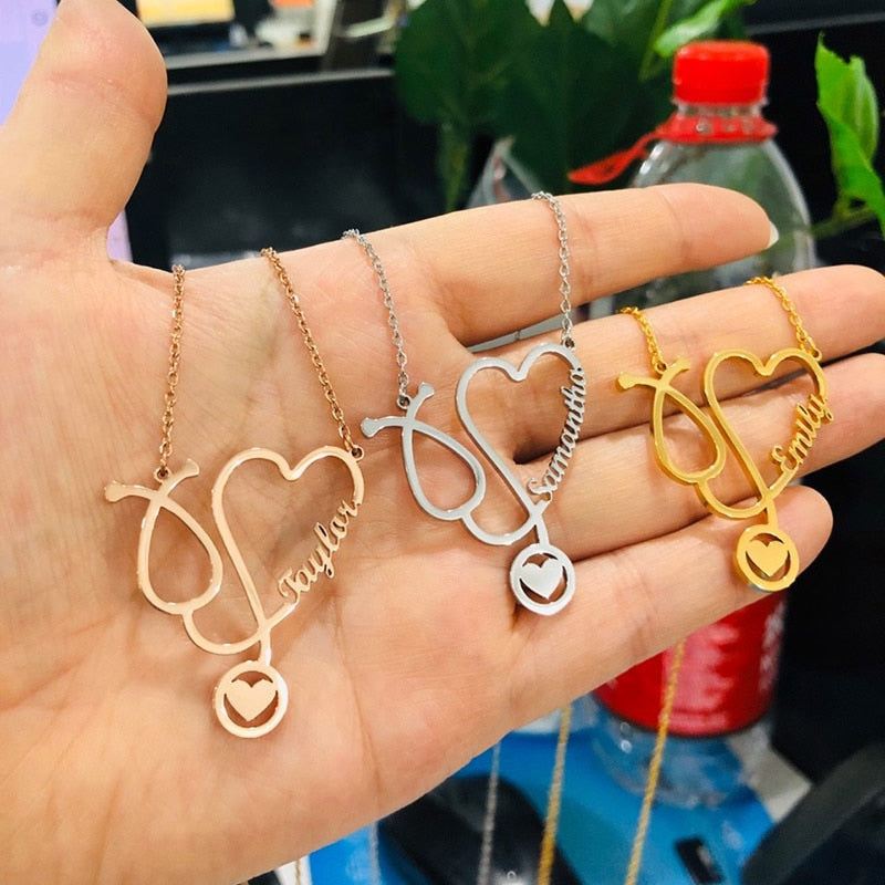 Personalized Stethoscope Necklace With Name-Great Gifts For Doctors- Retirement Gifts For Great Doctors