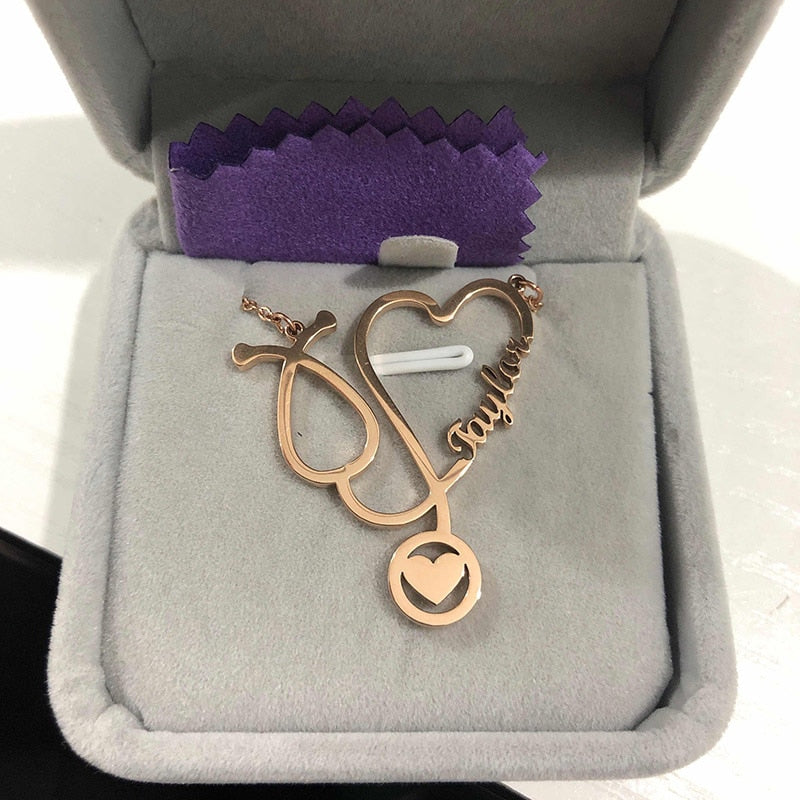Personalized Stethoscope Necklace With Name-Great Gifts For Doctors- Retirement Gifts For Great Doctors