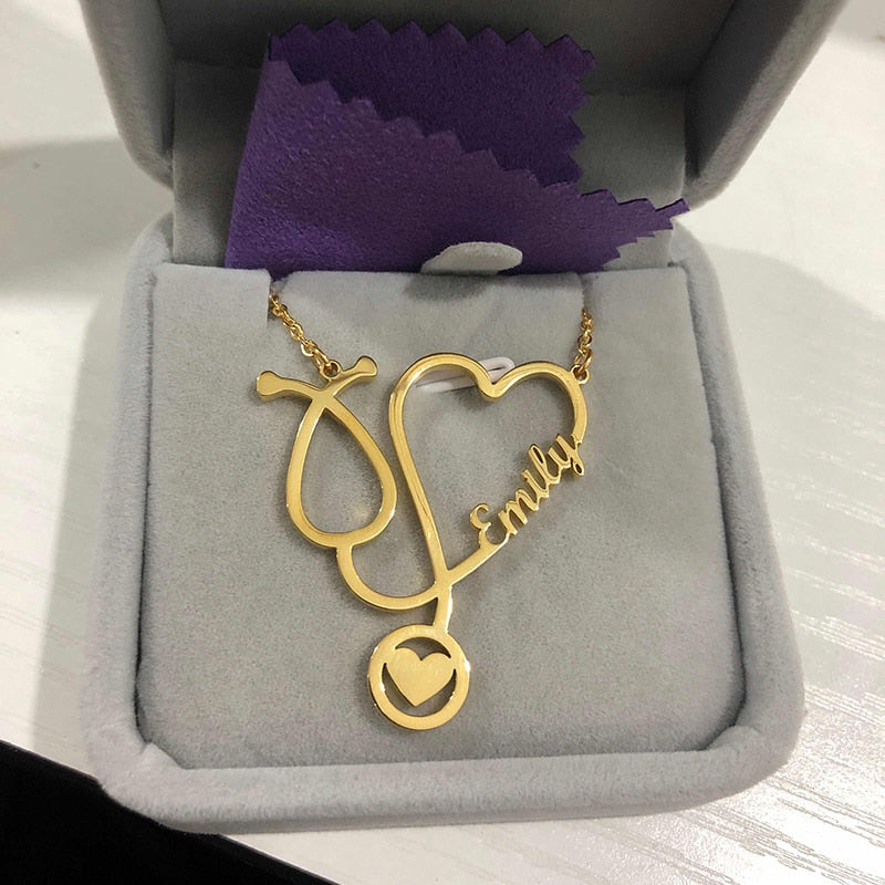 Personalized Stethoscope Necklace With Name-Great Gifts For Doctors- Retirement Gifts For Great Doctors