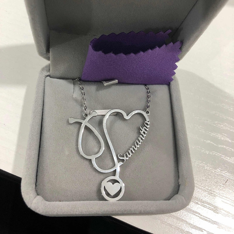 Personalized Stethoscope Necklace With Name-Great Gifts For Doctors- Retirement Gifts For Great Doctors
