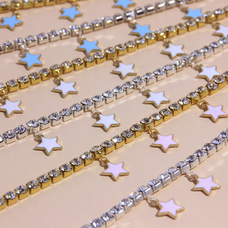 Rhinestone Star Pendant Hip Hop Necklaces For Women