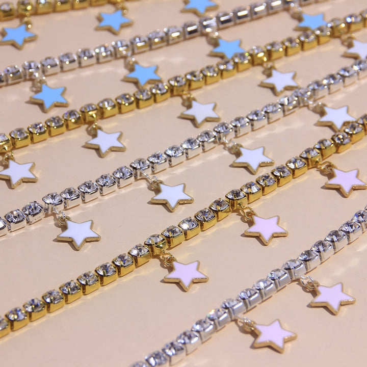 Rhinestone Star Pendant Hip Hop Necklaces For Women