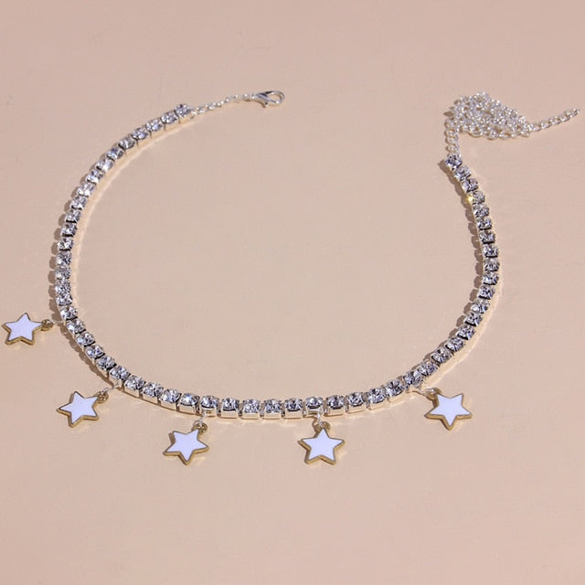 Rhinestone Star Pendant Hip Hop Necklaces For Women