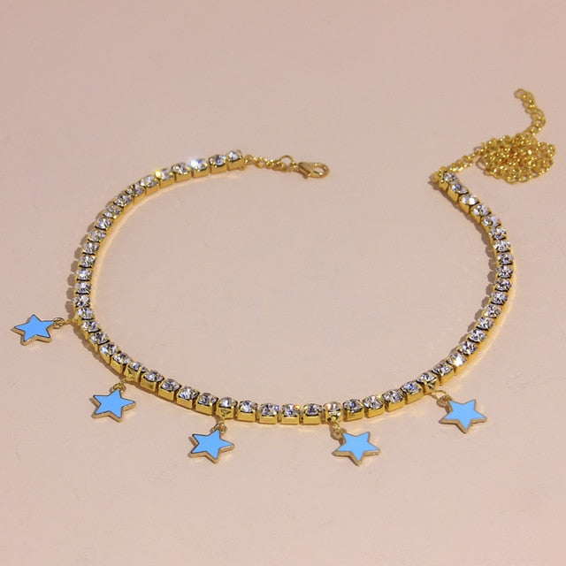 Rhinestone Star Pendant Hip Hop Necklaces For Women