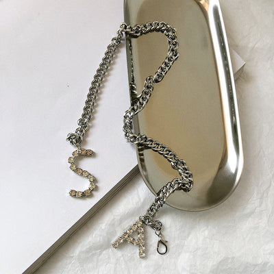 Crystal Zircon Steampunk Letter Choker Necklace For Women
