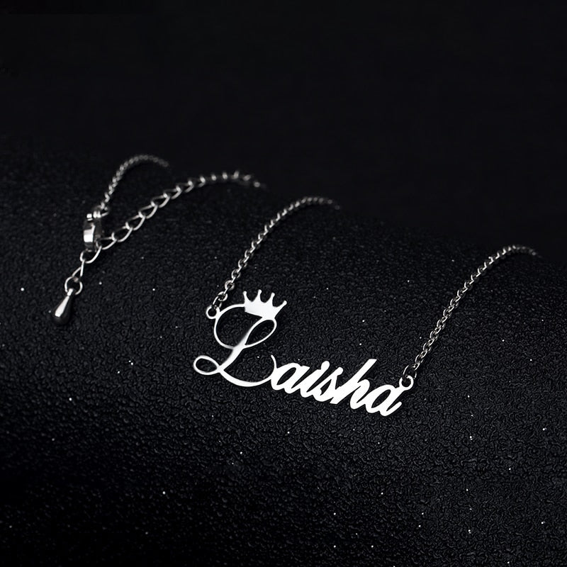 18k Gold Plated Custom Name Necklace With Crown-Christmas Gifts For Women