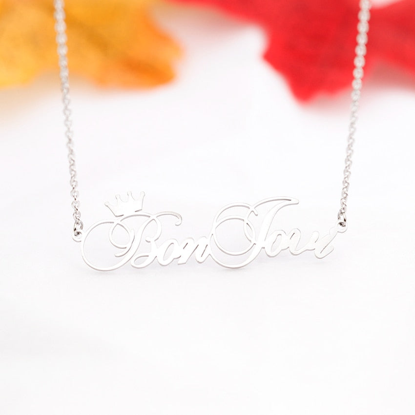 18k Gold Plated Custom Name Necklace With Crown-Gift For Mom On Mother's Day