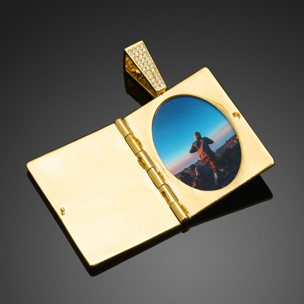 Personalized Photo Medallion Necklace Cross Locket Pendant- Bible Cross Necklace