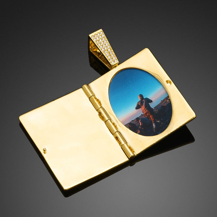 Personalized Photo Medallion Necklace Cross Locket Pendant- Bible Cross Necklace