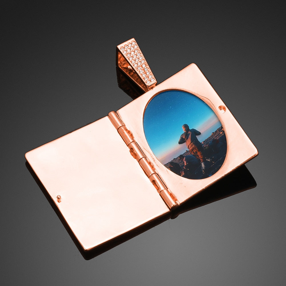 Personalized Photo Medallion Necklace Cross Locket Pendant- Bible Cross Necklace