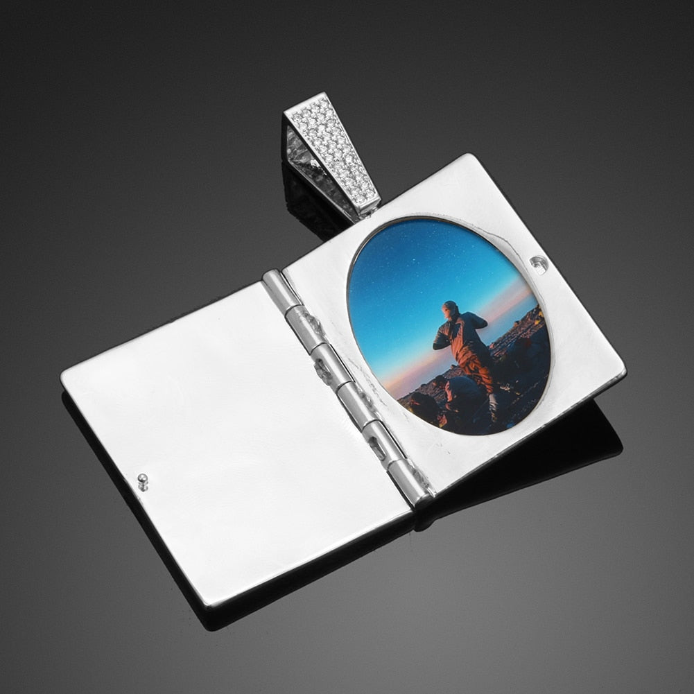 Personalized Photo Medallion Necklace Cross Locket Pendant- Bible Cross Necklace