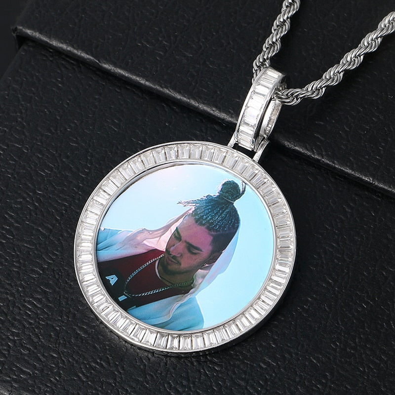 925 Sterling Silver Medallion Necklace-Men's Medallion Necklace-Picture Pendant Necklace