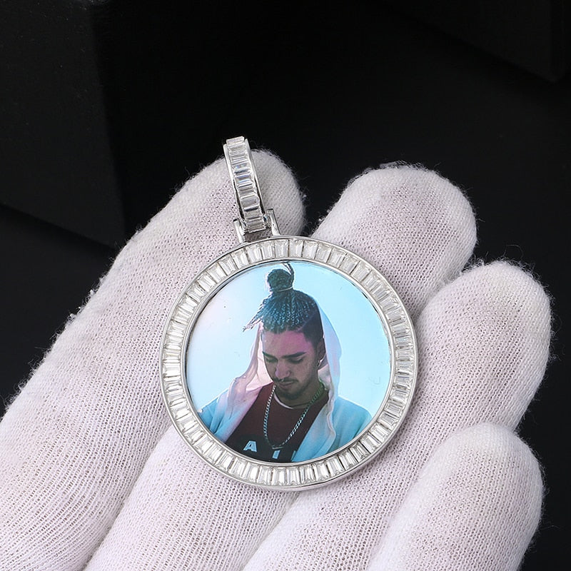 925 Sterling Silver Medallion Necklace-Men's Medallion Necklace-Picture Pendant Necklace