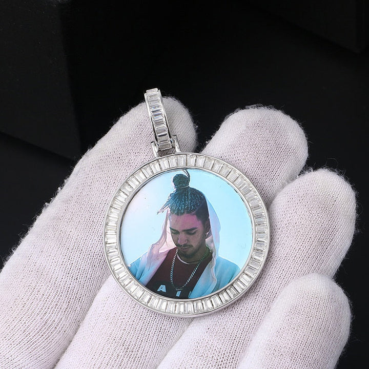 925 Sterling Silver Medallion Necklace-Men's Medallion Necklace-Picture Pendant Necklace