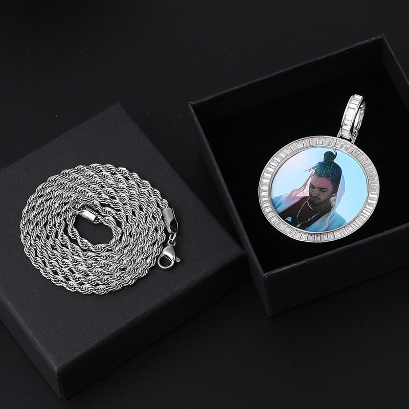 925 Sterling Silver Medallion Necklace-Men's Medallion Necklace-Picture Pendant Necklace