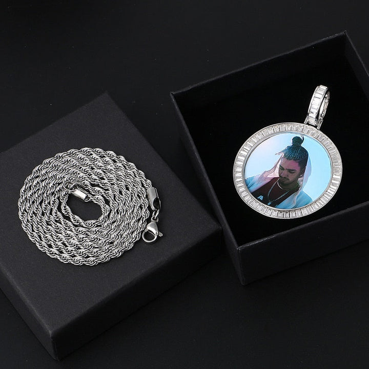 925 Sterling Silver Medallion Necklace-Men's Medallion Necklace-Picture Pendant Necklace