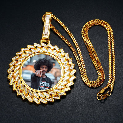 New Custom Photo Medallion Pendant Sunflower Necklace